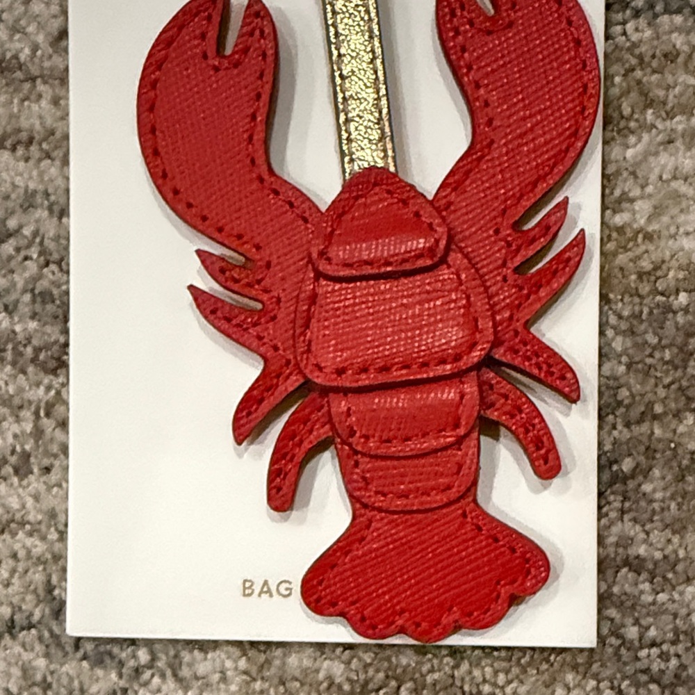 J. Crew Red Lobster Bag Charm with Gold Ring - Picture 3 of 3